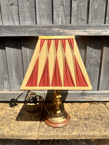 Vintage brass lamp with - brass, wooden