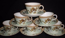 ANTIQUE MINT AND GOLD TEA/COFFEE CUPS AND SAUCERS-NO. 4986 A/F [97)