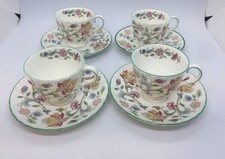 Minton Haddon Hall Green Trim 4 x  Coffee Cups And Saucers