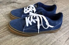 Vans Youth Boys Size 4 Shoes Suede Sneakers Navy Blue / Gum Lace up Casual