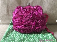 Boden Pink Silk Flower Clutch