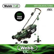 Webb Eco WEV20LM33LT25B4 20V 33cm/14inch Cordless Rotary Lawnmower and 25cm Line