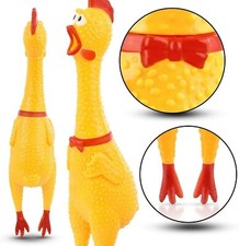 Squeeze Shrilling Screaming Rubber Chicken Pet Dog Bite Toy Chew 16cm