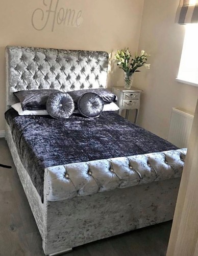 New silver crushed velvet - new,
