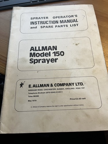 Allman sprayer model 150 - allman,