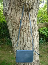 Boden Small Blue Nubuck Leather Cross body Bag Handbag Removable Strap Clutch