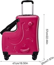 Travel Ride on Suitcase for Kids, Children's Luggage on Wheel Travel Hard 