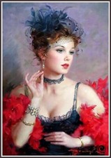 Lady in Red 491 Chart Counted Cross Stitch Pattern Needlework