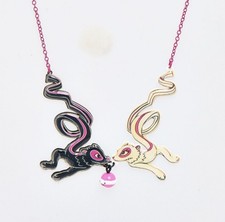 Les Nereides N2 X Nicolas Buffe Ribbon Tanukis & Black Bell Necklace RARE FIND