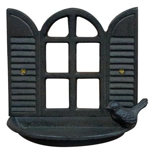 Cast iron brown window - iron, bird