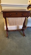 Early Victorian Mahogany Rectangular Sewing Table with Cabriole legs