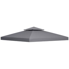 Outsunny 3(m) 2 Tier Garden Gazebo Top Cover Replacement Canopy Roof Dark Grey
