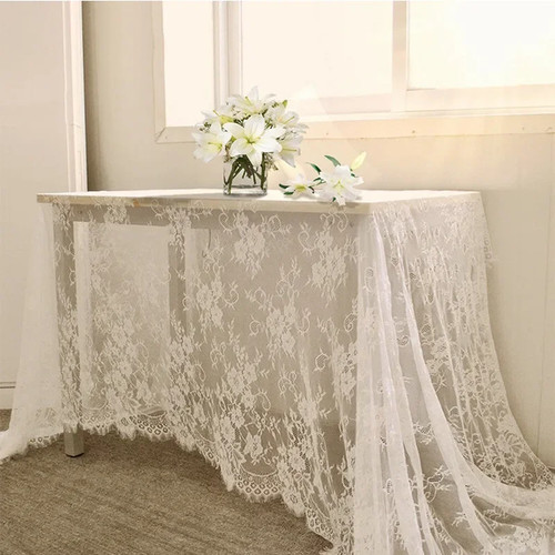 Rustic white lace - white, tablecloth