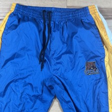 VINTAGE UCLA Bruins Track Pants Blue Medium Bear Logo Ankle Zip Shiny Dazzle
