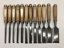 Vintage Japanese Nomi Oire Chisel Set of 12 Unused Woodworking Tools from Japan