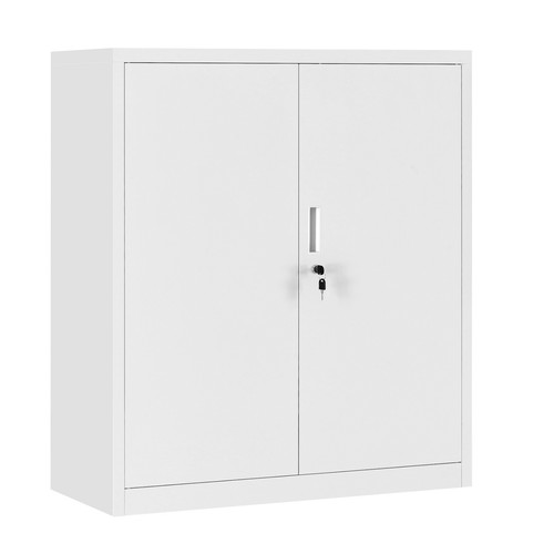 White metal storage cabinet - white,