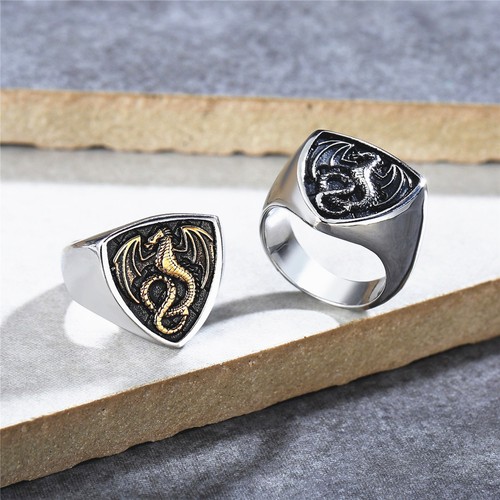Mens retro dragon wings ring - mens,
