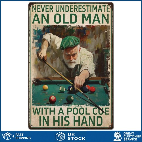 Funny retro old man billiards - old,