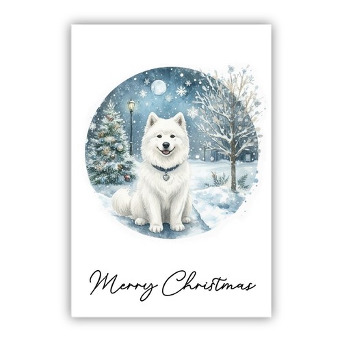 Samoyed dog christmas card - christmas,
