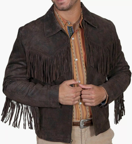 Men leather western - western, jacket