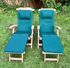 Teak steamer chairs with