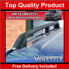 FITS VW T6 T6.1 TRANSPORTER CARAVELLE 15 LWB BLACK RAILS ROOF BARS RACK NO DRILL