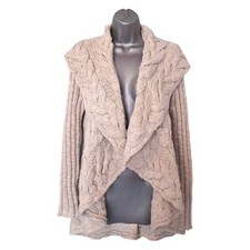 Avoca Anthology Cardigan Size 10/12 Oatmeal Chunky Cable Soft Knit Cape Collar