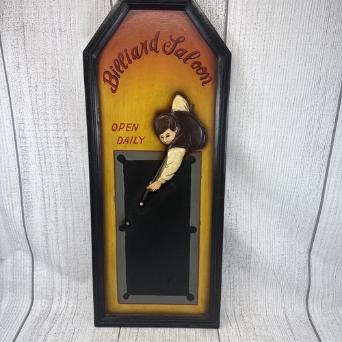 Vtg wood sign billiard saloon - wood,