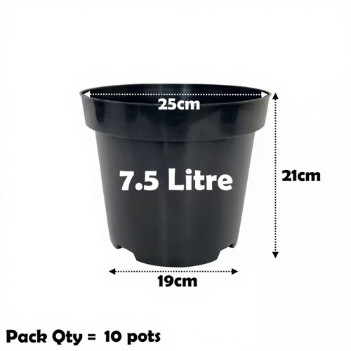 Litre black plant pots - 7.5,