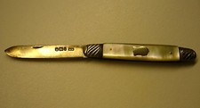 VICTORIAN WILLIAM Needham Fruit Knife/Pearl Handle /Sterling S Blade 