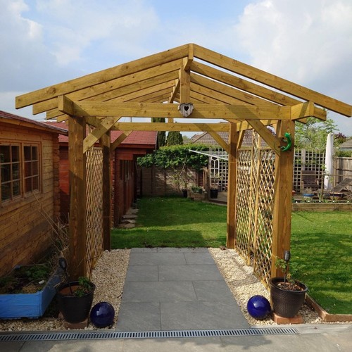 Wooden pergola open roof - -,