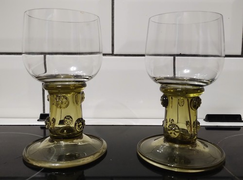Pair green glass - pair, hollow