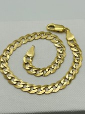 Mens Solid 9ct Yellow Gold 5.5mm Curb Heavy Bracelet 8.5"  New