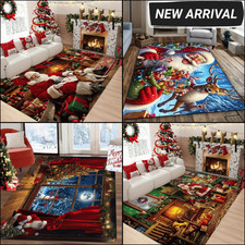 Santa Claus Christmas Rug Large Area Carpet for Living Room Bedroom Home UK