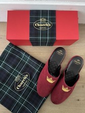 NEW Church’s Burgundy Crown Men’s Slippers Size 12F