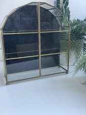 Vintage Brass Glass Curio Collectables Cabinet Arched Wall  Freestanding Display