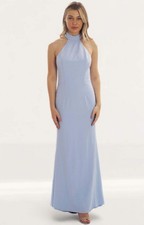 Jarlo Womens Blue Maxi Dress Halter Neck RRP £105