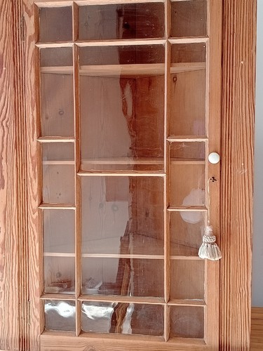Pitch pine glass front - pine,, wooden