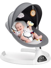 Baby Swing - 5 Sway Speeds With 12 Lullabies, Bluetooth, Portable Rocker (gray)