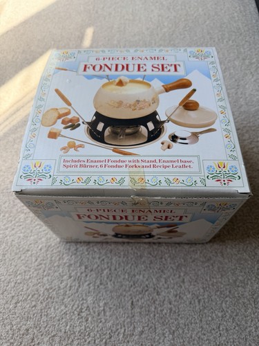 Piece enamel fondue set - 6-piece,
