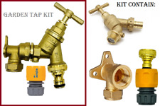 Outside Garden Tap With Wall plate, Hozelock Hose end Brass 3/4" Connector Kit