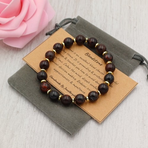 Bloodstone bracelet stretch - bloodstone,