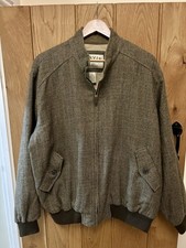 Orvis 100% Wool Tweed Bomber Jacket Coat Size Large Brown Country New