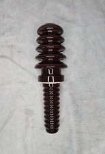 Vintage Porcelain High Voltage Electrical Insulator 12.5" Long Glossy Brown