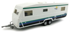 CARARAMA/HONGWELL 1/43 BIG POLAR 730 GSE TWIN-AXLE CARAVAN TRAILER WHITE 4-92710