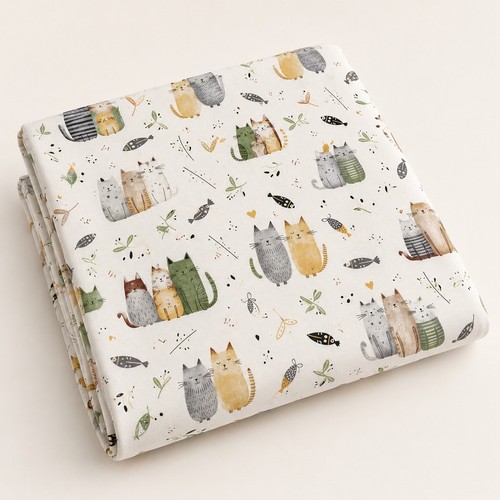 Cats cotton fabric - cats,