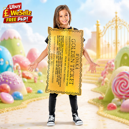 Willy wonka golden ticket kids - golden,
