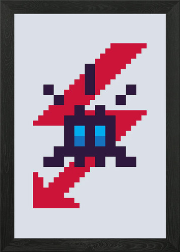 Pixelated space invader with - invader,