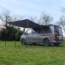 Debus VW Campervan Sun Canopy V2.0 with Aluminium Poles  Midnight Black