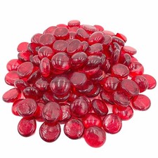 RED Decorative Glass Pebbles Stones Gems Flat Nuggets for Weddings and Events